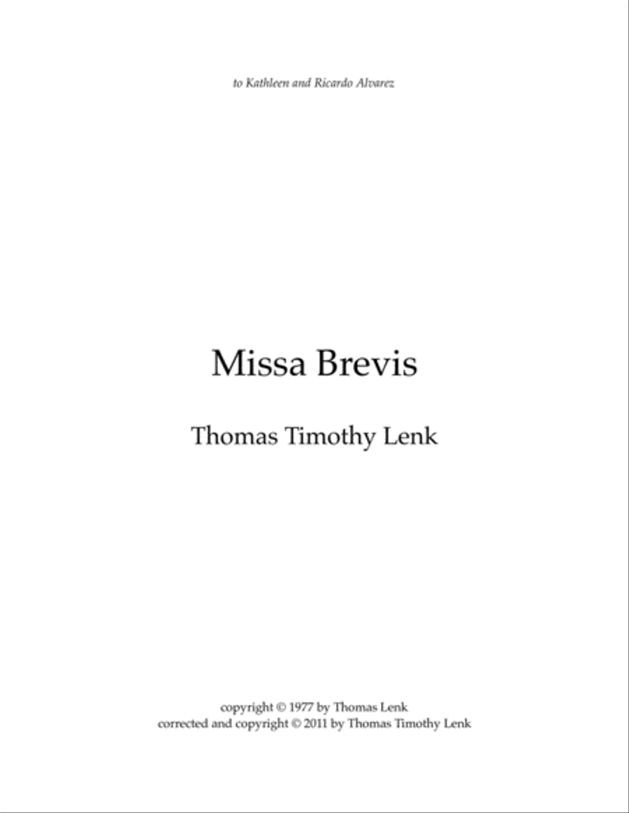 Missa Brevis Missa Brevis Small Ensemble scores gallery preview page 1