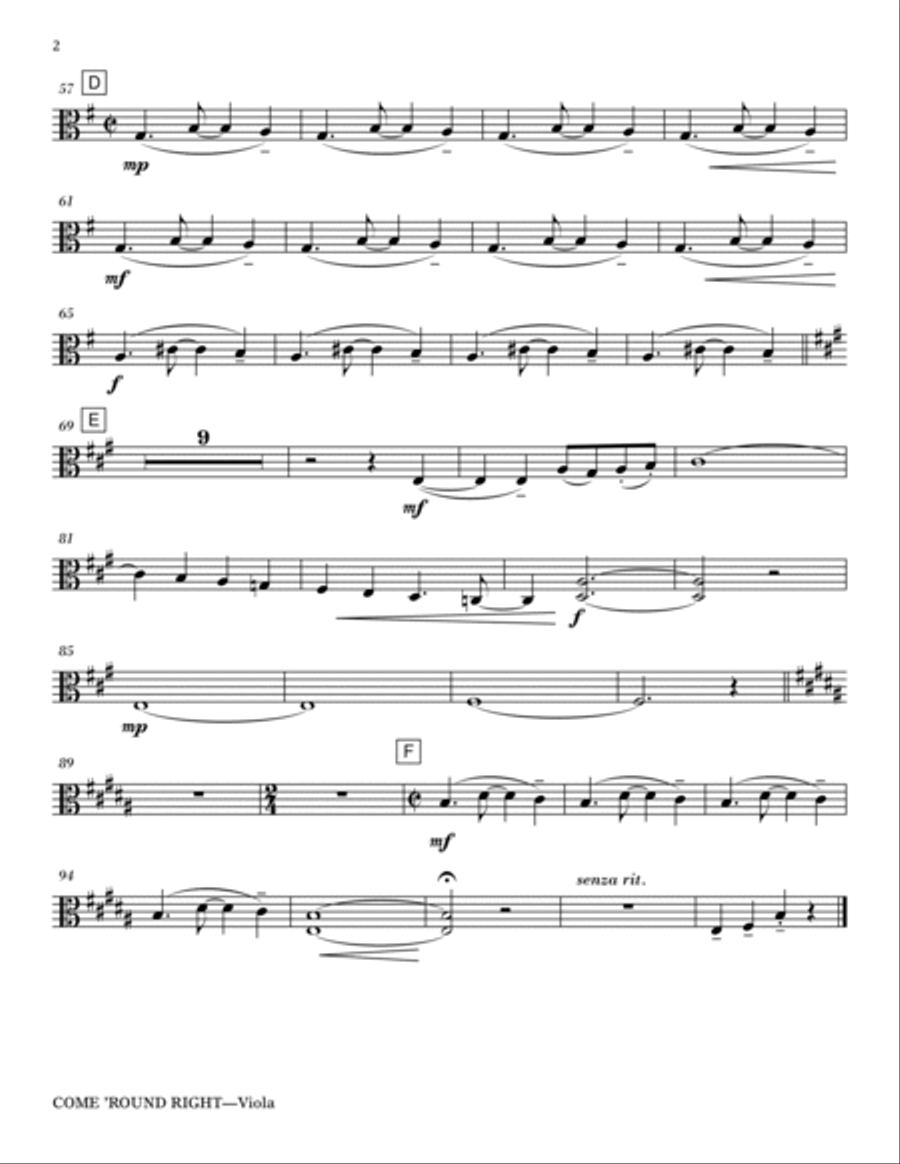 Come 'Round Right; A Folk Song Suite - Viola Choir scores gallery preview page 2