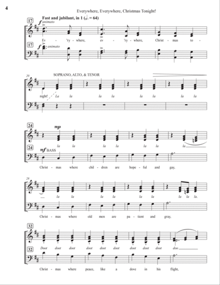 Everywhere, Everywhere, Christmas Tonight! 4-Part scores gallery preview page 4