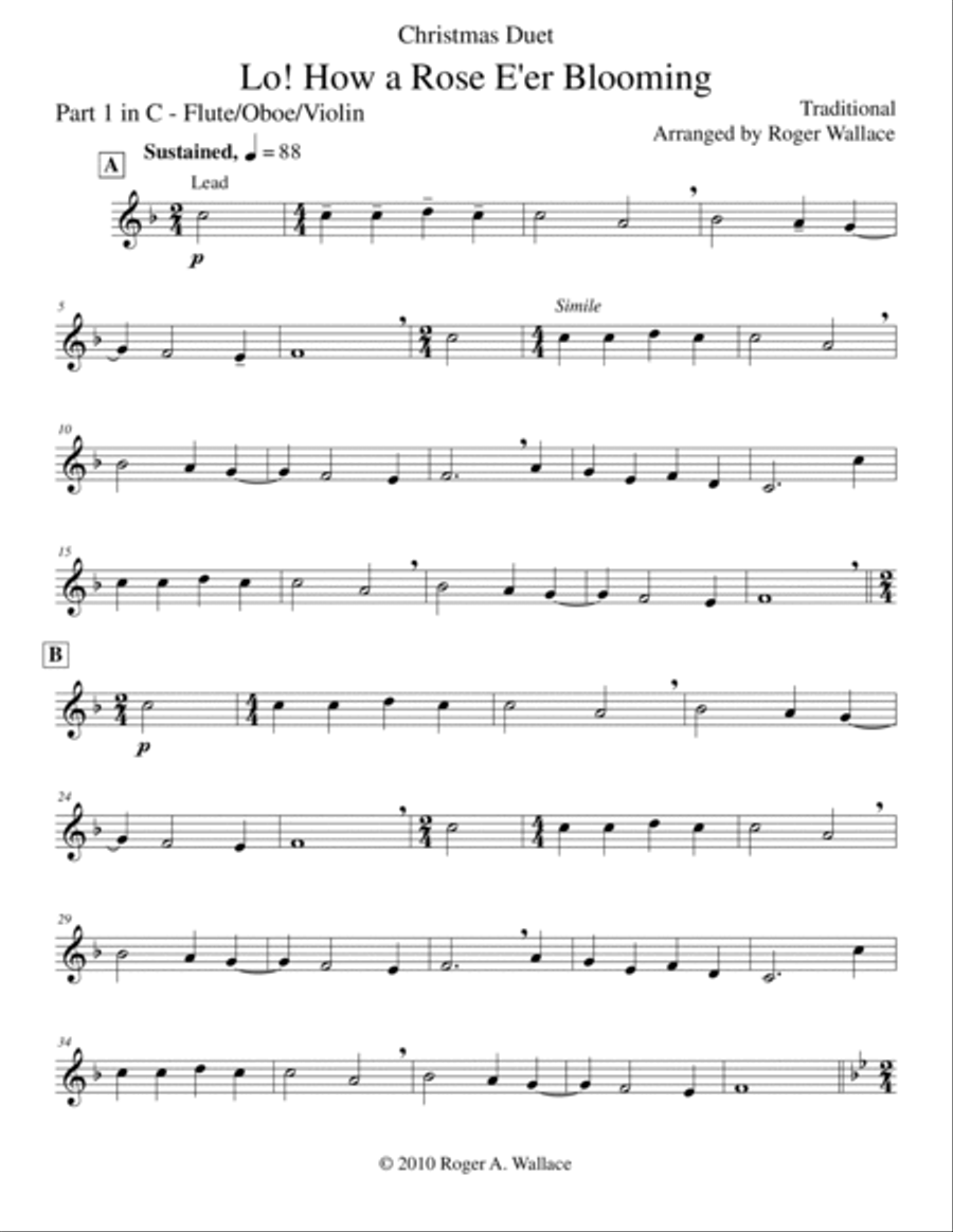 Lo! How a Rose E'er Blooming (Mixed Duet) Score and Parts scores gallery preview page 5