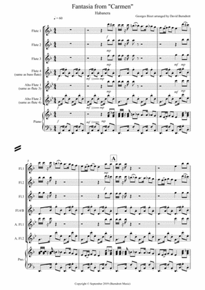 Habanera (fantasia from Carmen) for Flute Quartet