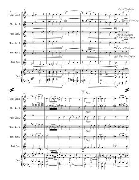 Mozart - Ave Verum Corpus (for Saxophone Quintet SATTB or AATTB and Optional Organ) image number null