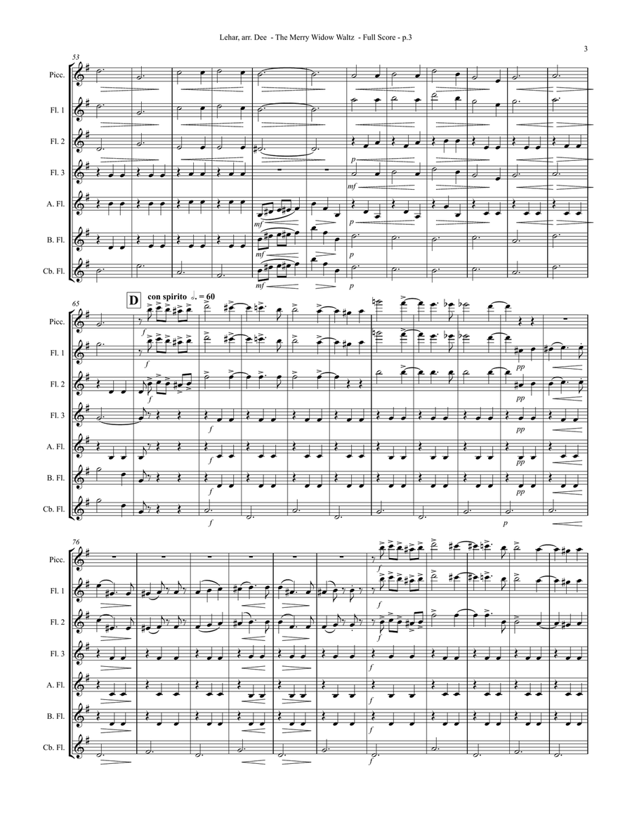 The Merry Widow Waltz Flute Choir scores gallery preview page 5