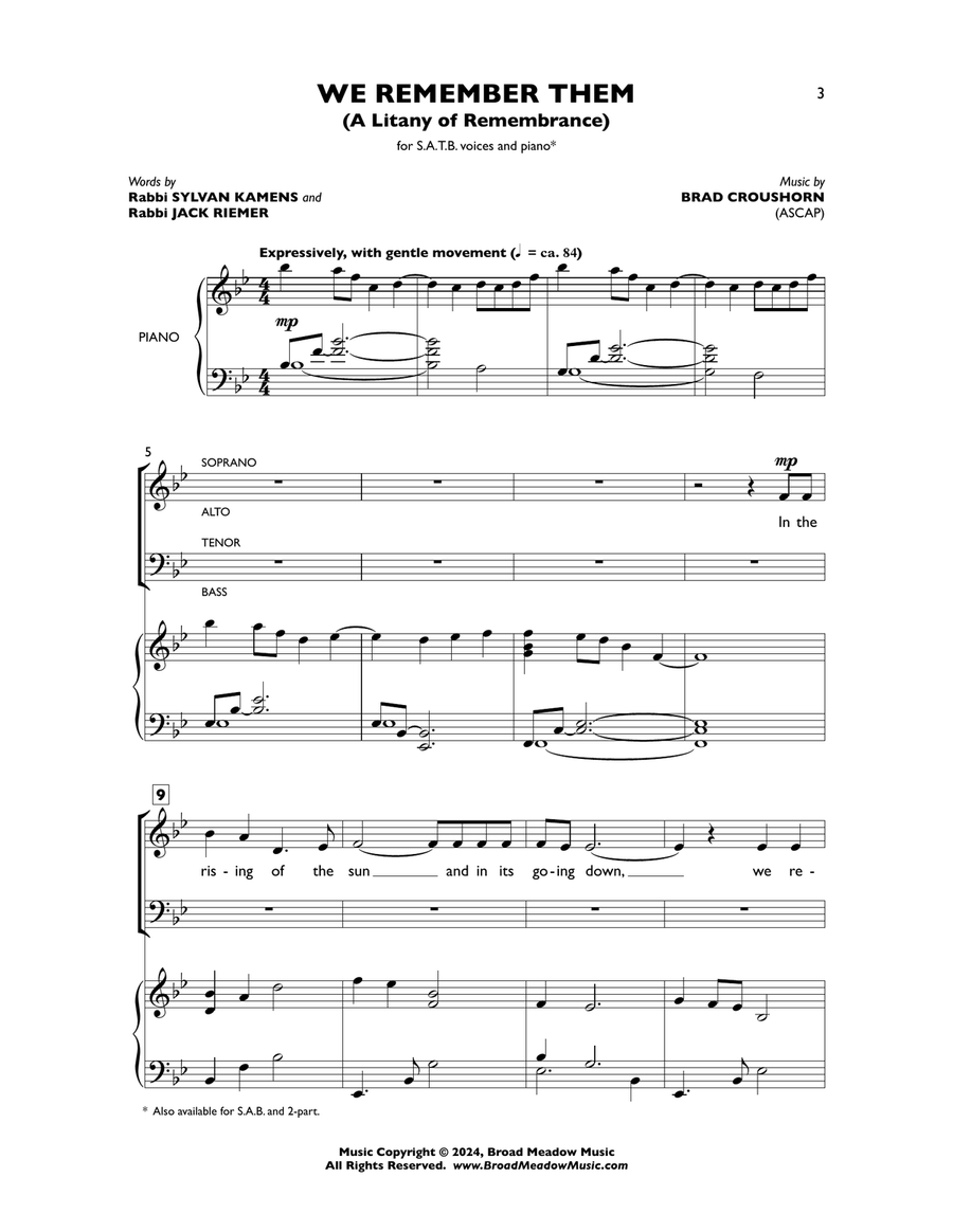 We Remember Them (A Litany of Remembrance) 4-Part scores gallery preview page 3