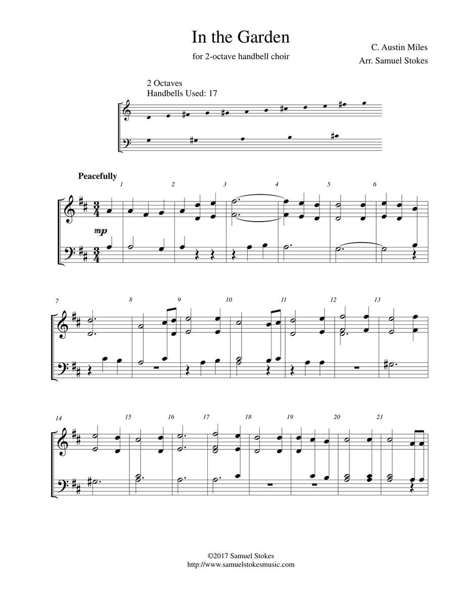 In the Garden (I Come to the Garden Alone) - for 2-octave handbell choir 2-Octaves scores gallery preview page 1