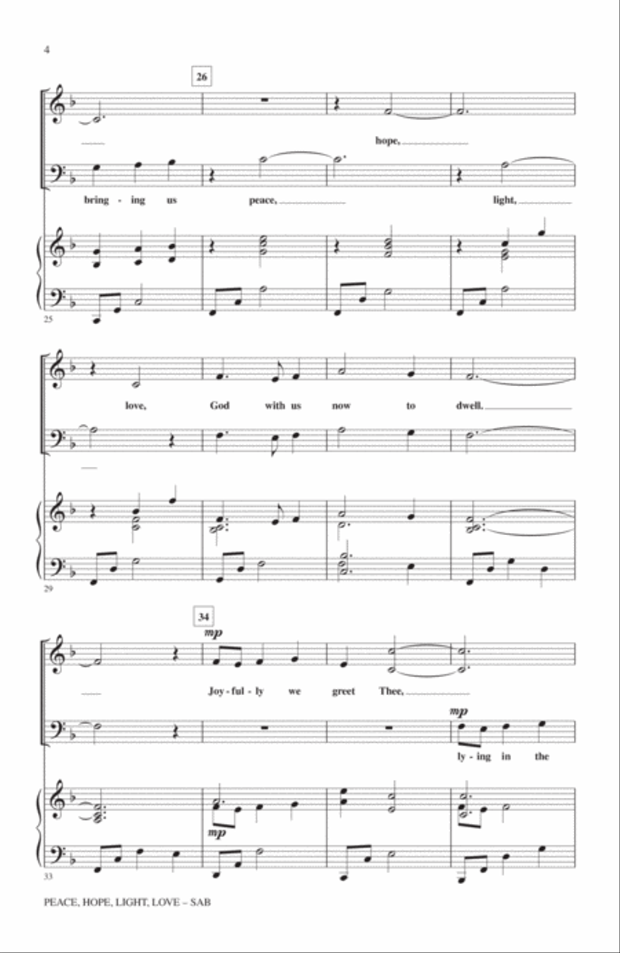 Peace, Hope, Light, Love (with The Holly And The Ivy) 3-Part scores gallery preview page 3