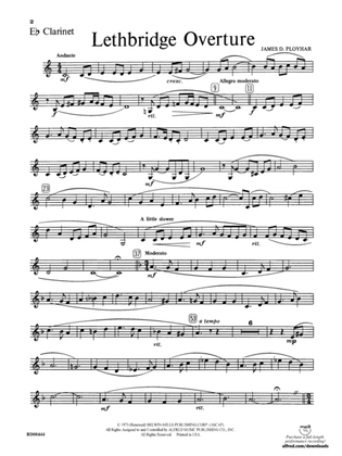 Lethbridge Overture: E-flat Soprano Clarinet