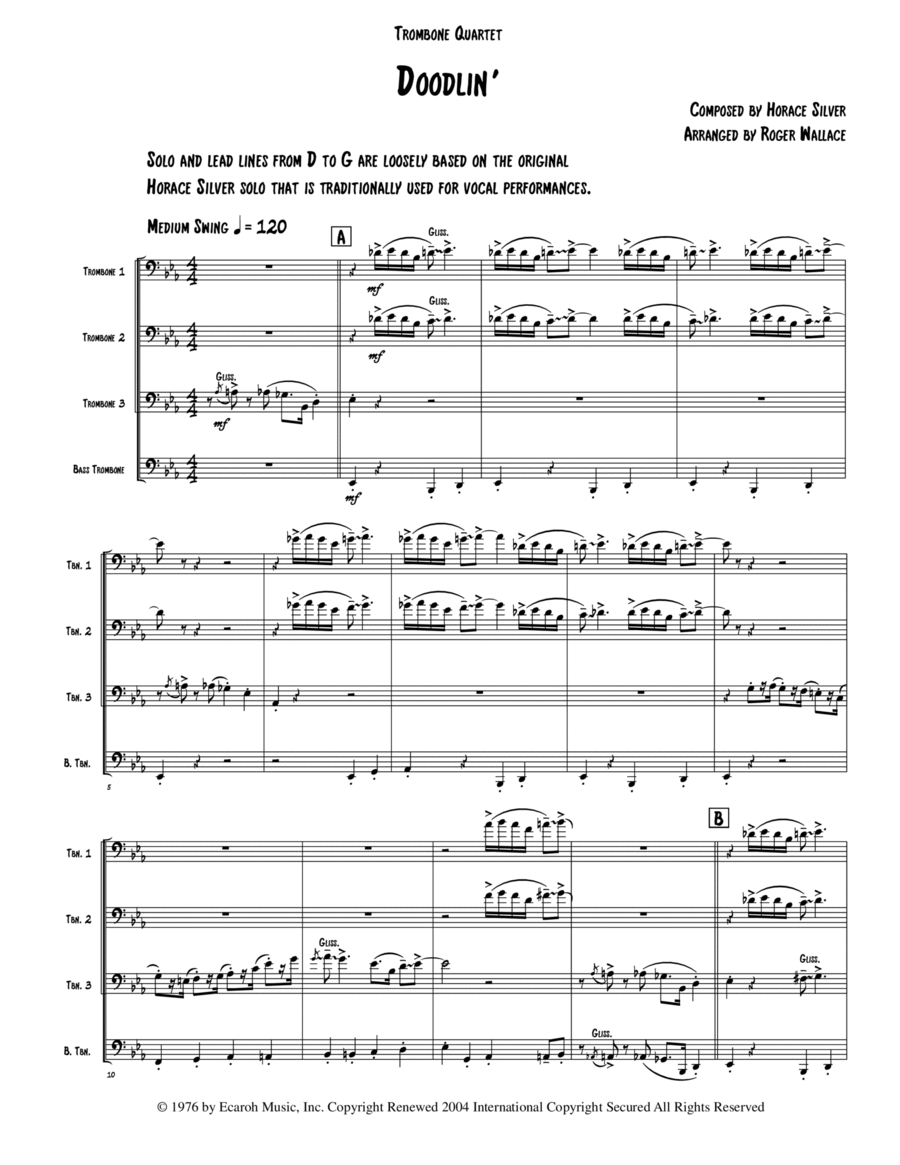 Doodlin' Brass Quartet scores gallery preview page 1