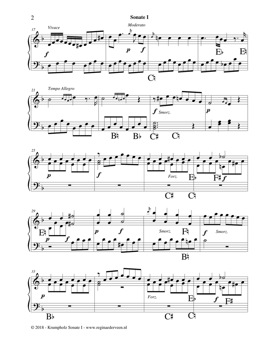 Sonate I by J.B. Krumpholz - pedal harp solo Pedal Harp scores gallery preview page 2