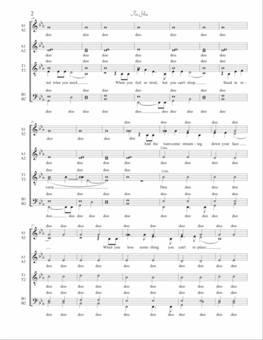 Fix You 4-Part scores gallery preview page 2