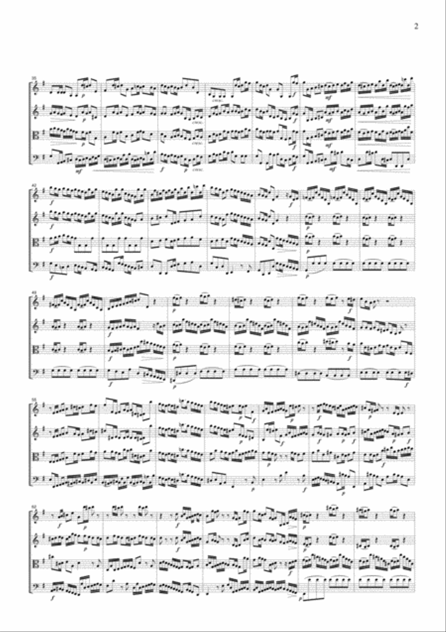 J.S.Bach Brandenburg Concerto No.3, all mvts., BWV1048, for string quartet, CB212 String Quartet scores gallery preview page 2