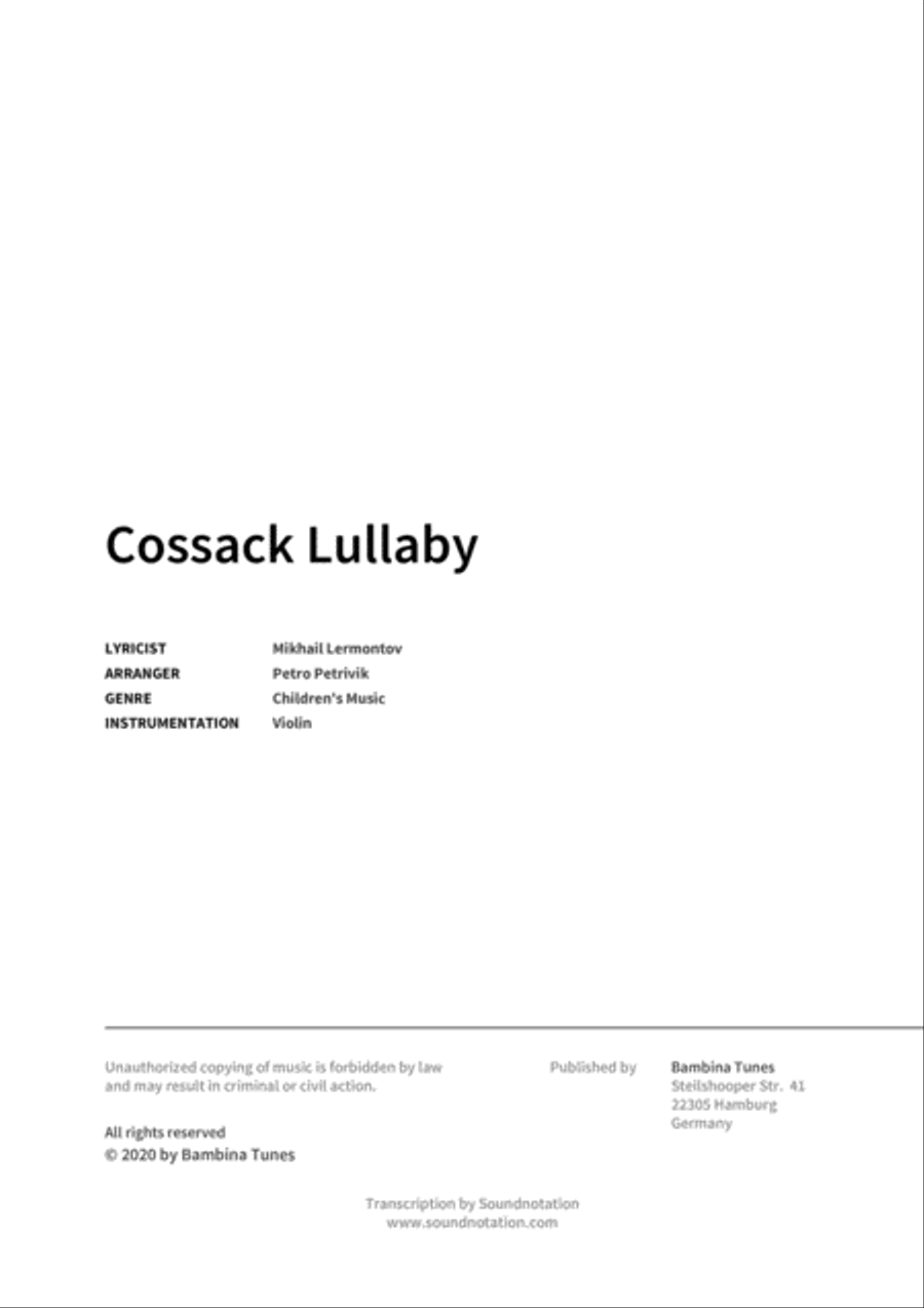 Cossack Lullaby Violin scores gallery preview page 2