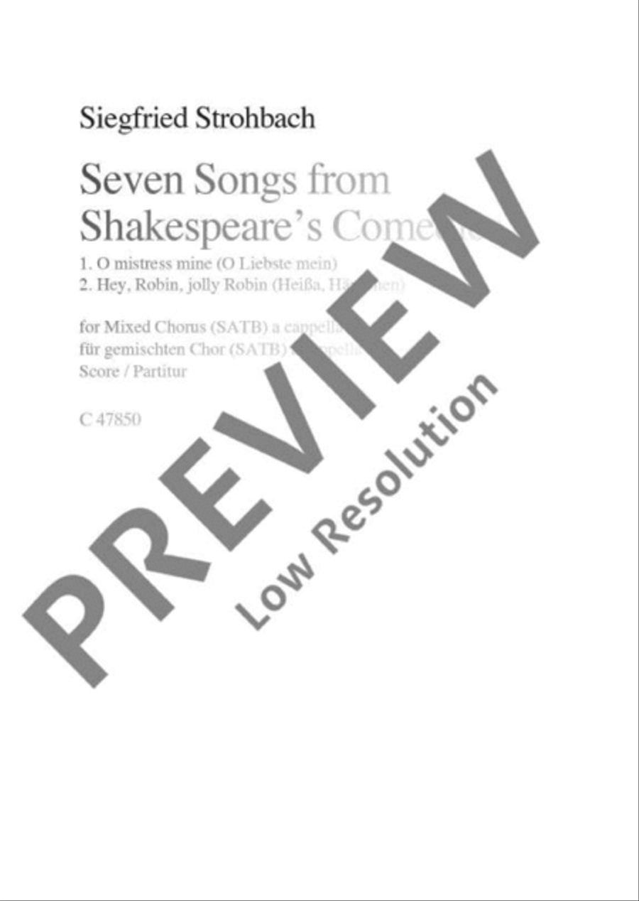 Seven Songs from Shakespeare's Comedies 4-Part scores gallery preview page 2
