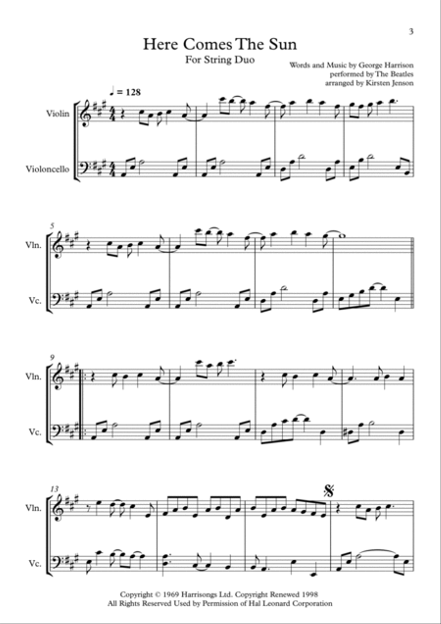 Here Comes The Sun Here Comes The Sun String Duet scores gallery preview page 4