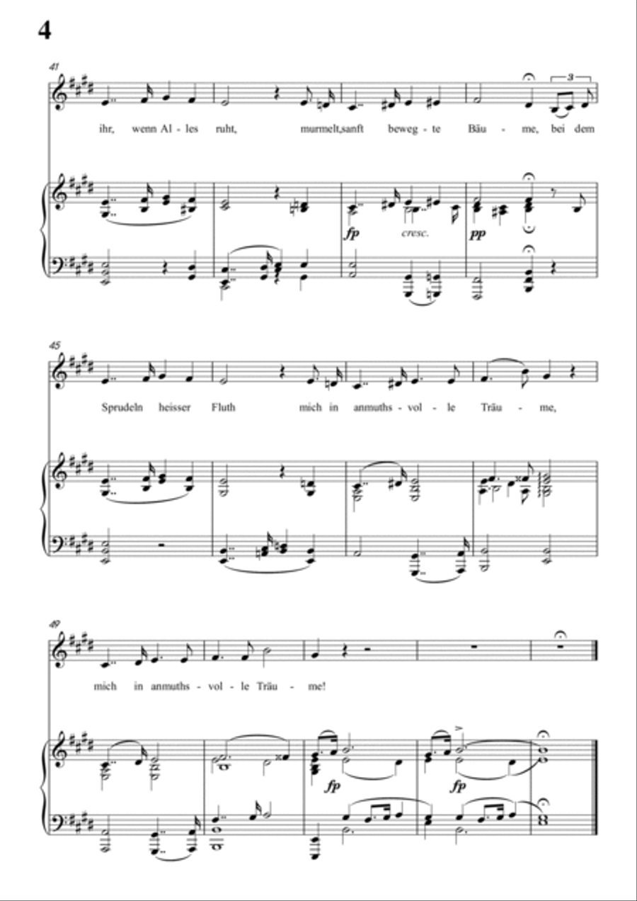 Schubert-Die Nacht in E D.358,for Vocal and Piano Voice scores gallery preview page 5