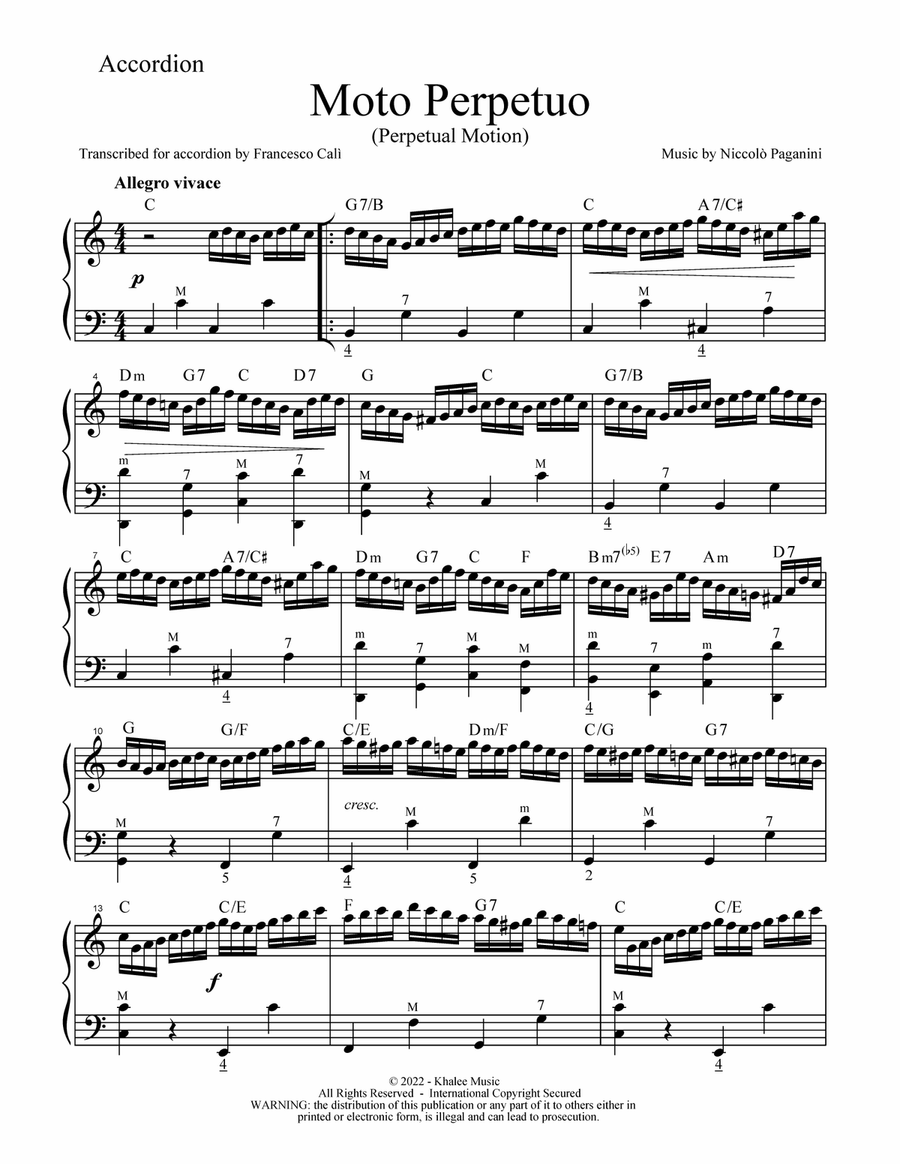Moto Perpetuo (Perpetual Motion) Accordion scores gallery preview page 2
