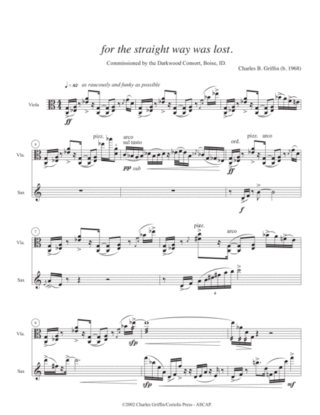 For the straight way was lost - Alto Saxophone and Viola duet