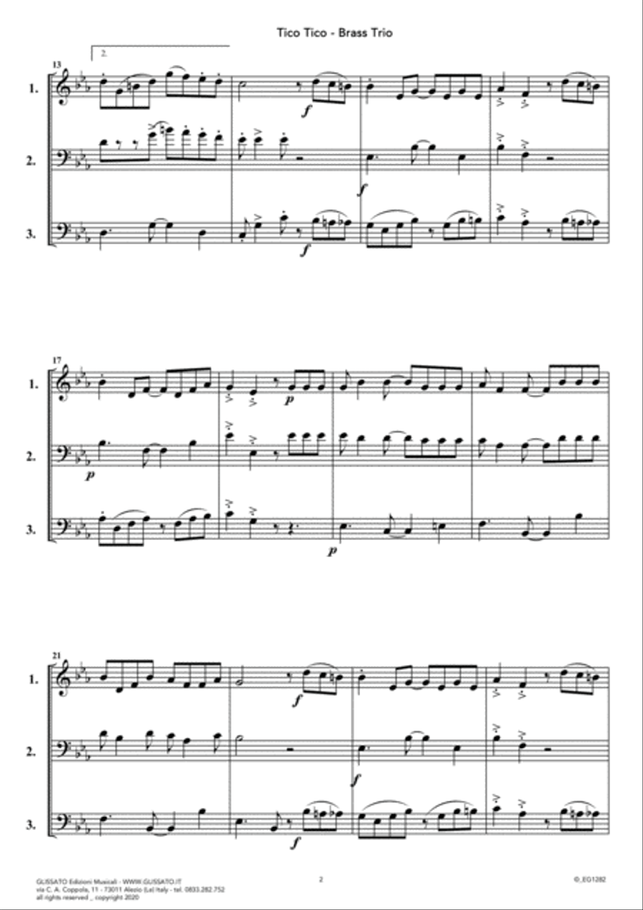 Tico Tico - flexible Brass Trio score & parts (10) Brass Trio scores gallery preview page 3