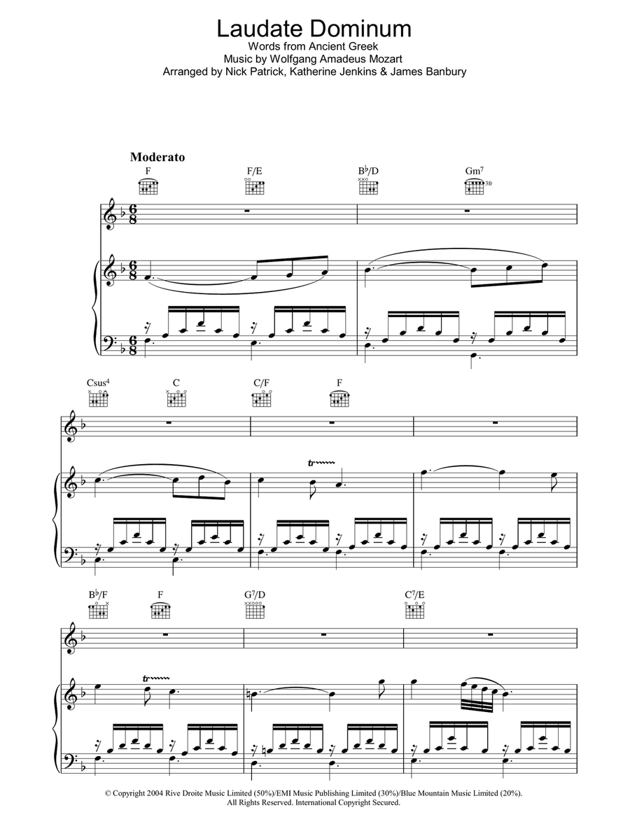 Laudate Dominum Piano, Vocal, Guitar scores gallery preview page 1