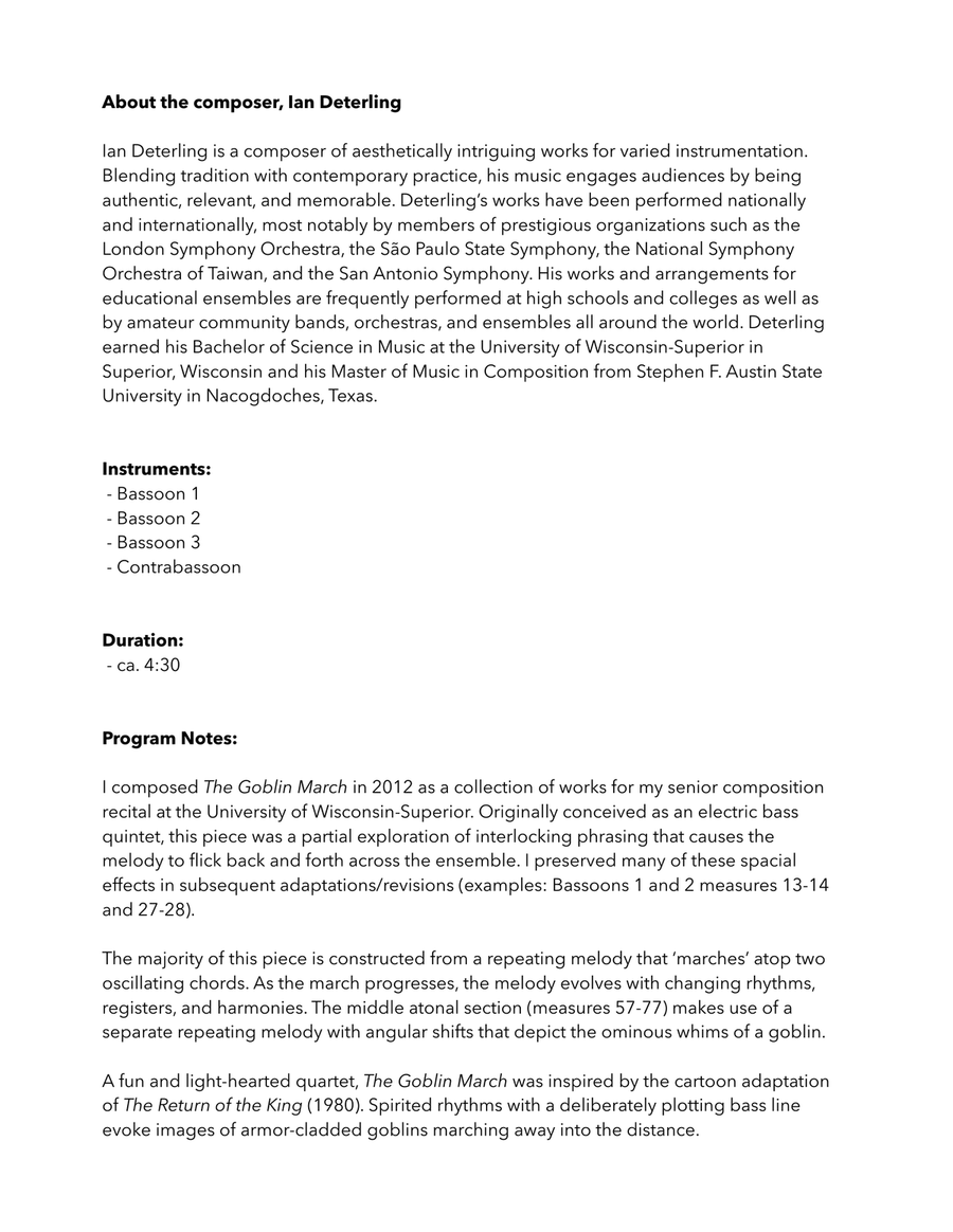 The Goblin March (for bassoon quartet) Bassoon Quartet scores gallery preview page 4