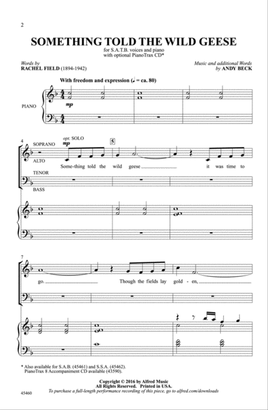 Something Told the Wild Geese Choir scores gallery preview page 1