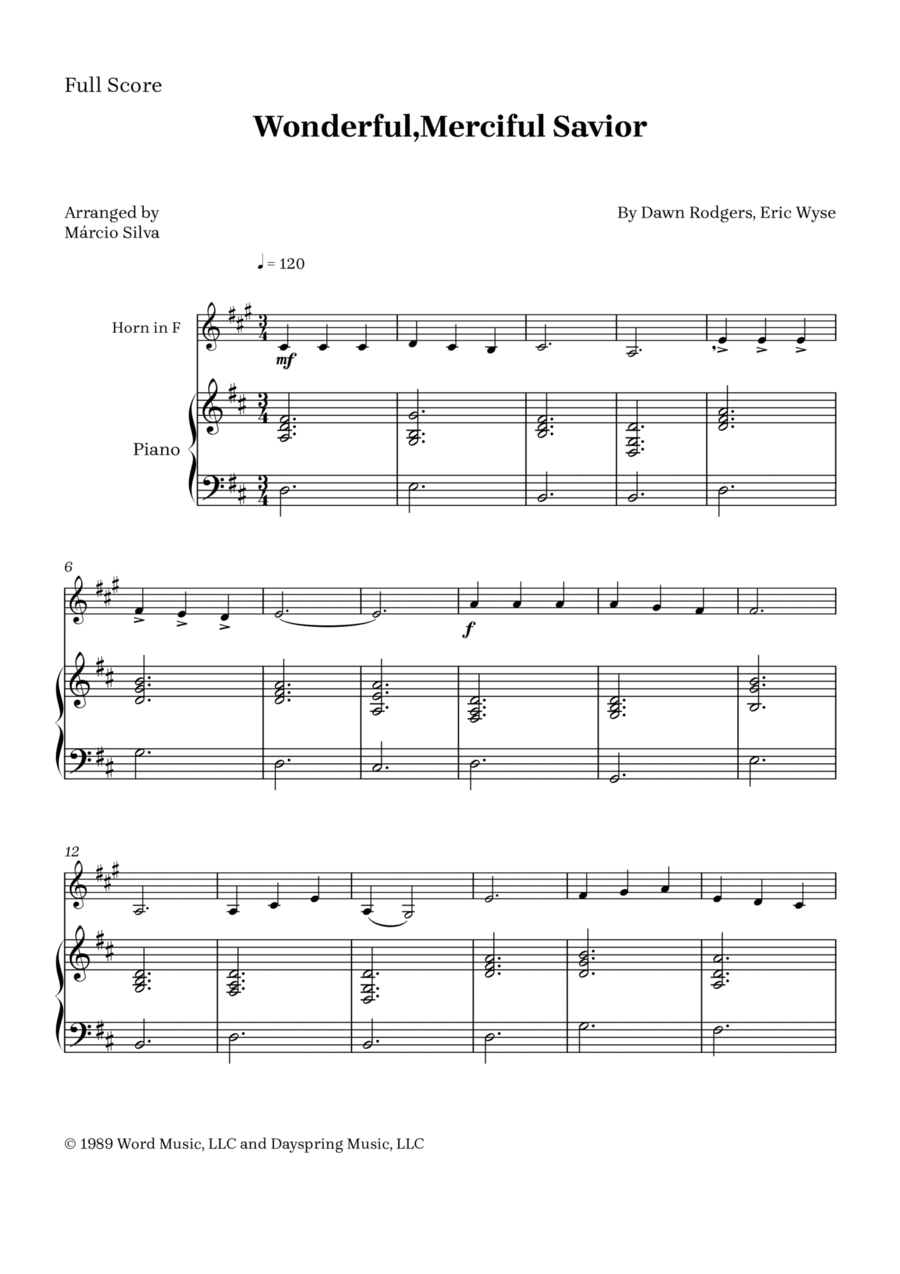 Wonderful, Merciful Savior Horn scores gallery preview page 1