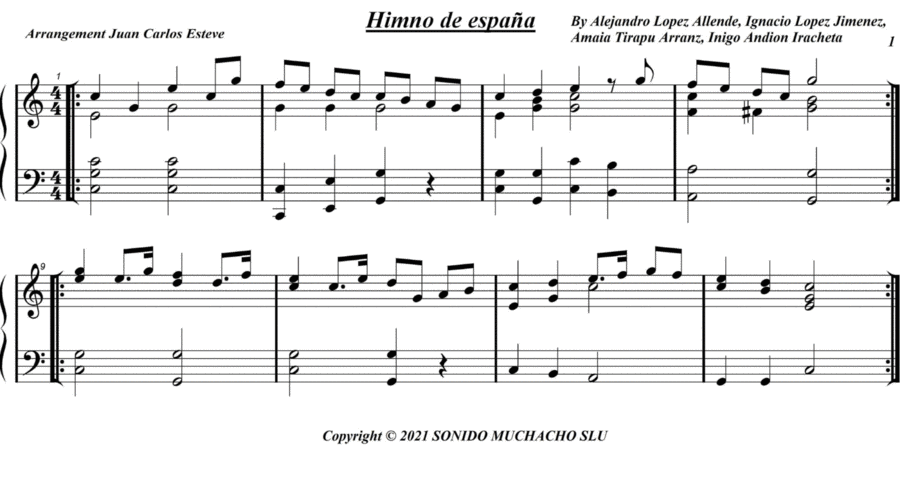 Himno De Espana Easy Piano scores gallery preview page 1