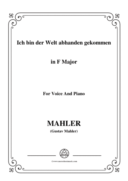 Mahler-Ich bin der Welt abhanden gekommen in F Major,for voice and piano image number null