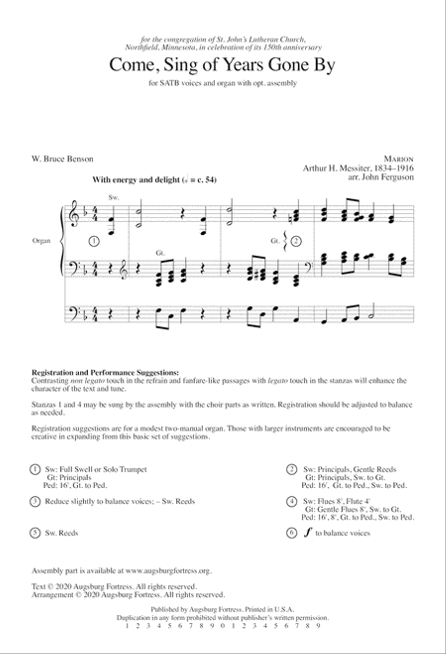 Come, Sing of Years Gone By 4-Part scores gallery preview page 2