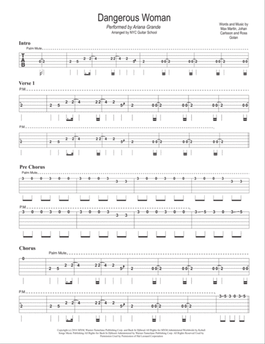 Dangerous Woman Electric Guitar scores gallery preview page 1