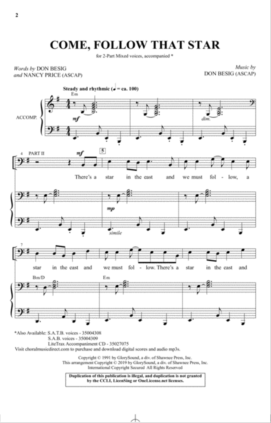 Come, Follow That Star Come, Follow That Star 2-Part scores gallery preview page 1