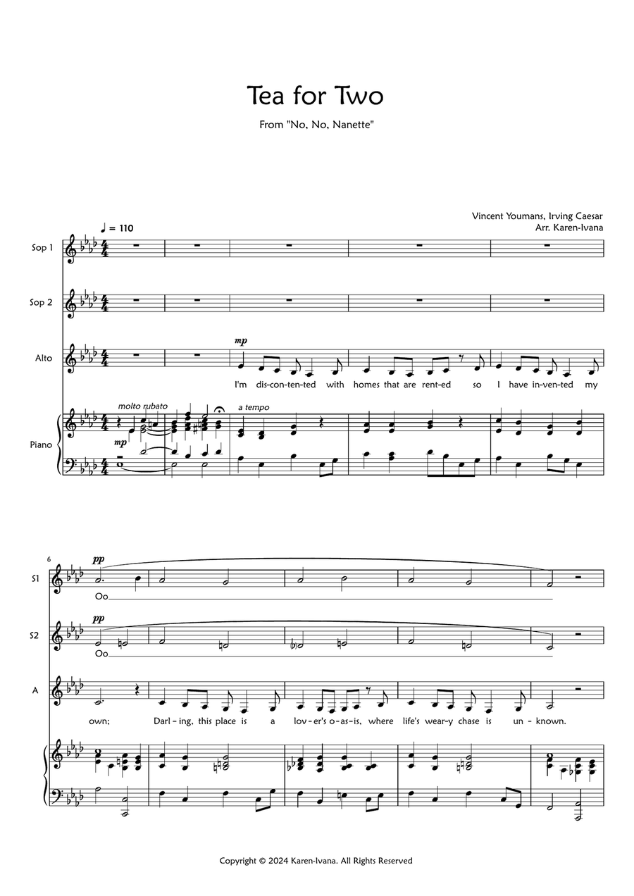 Tea for Two SSA scores gallery preview page 1