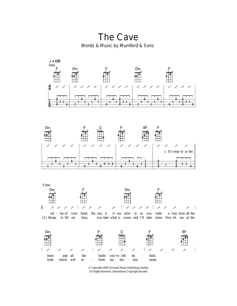 The Cave Ukulele scores gallery preview page 1