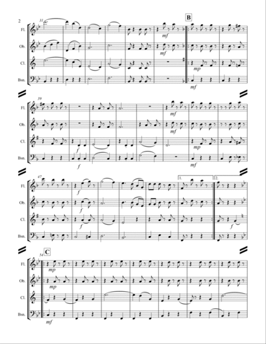 The Blue Danube (for Woodwind Quartet) Woodwind Quartet scores gallery preview page 3