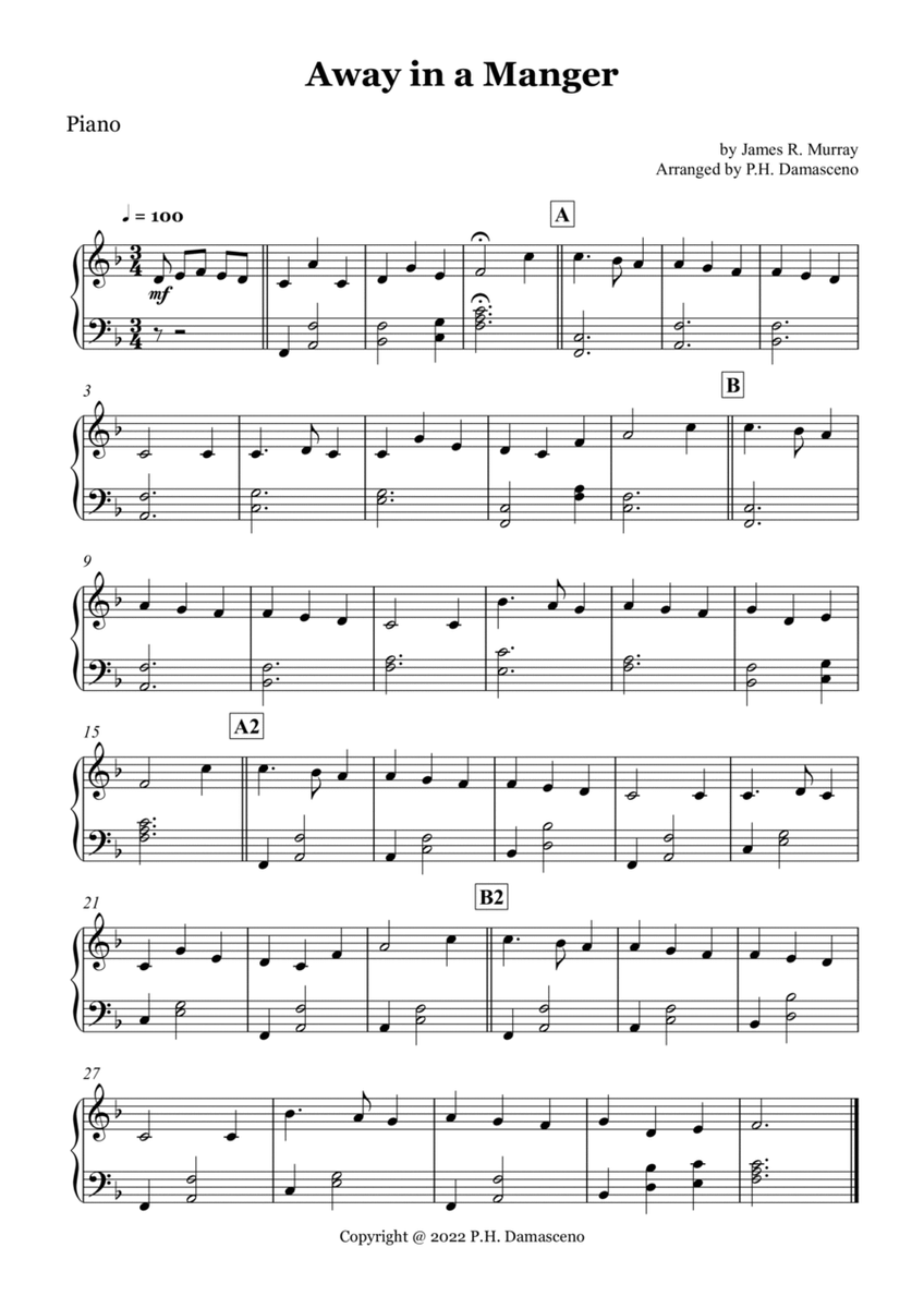 Away in a Manger - Easy Piano Solo image number null
