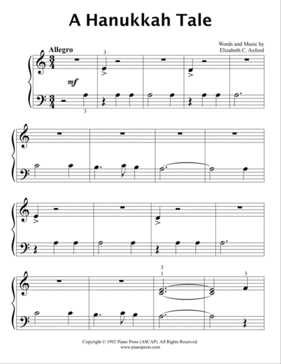 A Hanukkah Tale Easy Piano scores gallery preview page 2