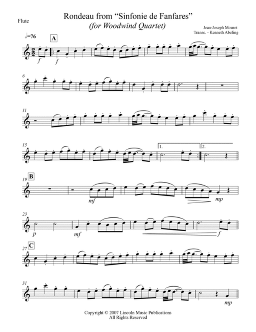 Rondeau from “Sinfonie de Fanfares” (for Woodwind Quartet) image number null
