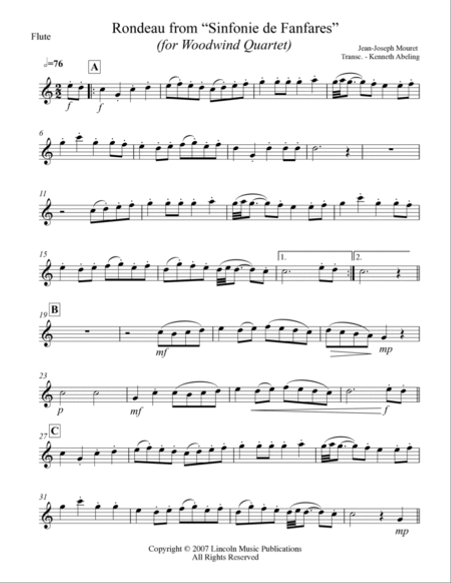 Rondeau from “Sinfonie de Fanfares” (for Woodwind Quartet) Woodwind Quartet scores gallery preview page 5