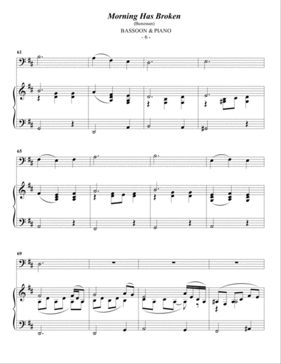Morning Has Broken Bassoon scores gallery preview page 6