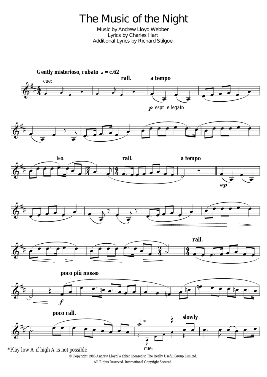 The Music Of The Night (from The Phantom Of The Opera) Trumpet Solo scores gallery preview page 1