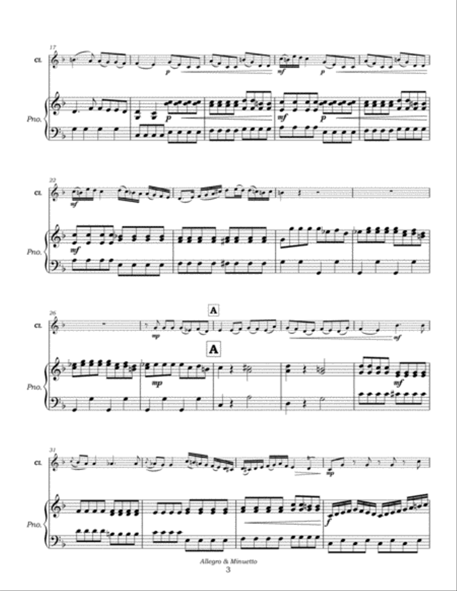 Allegro & Minuetto Op7 No5 for Clarinet and Piano Clarinet Solo scores gallery preview page 6