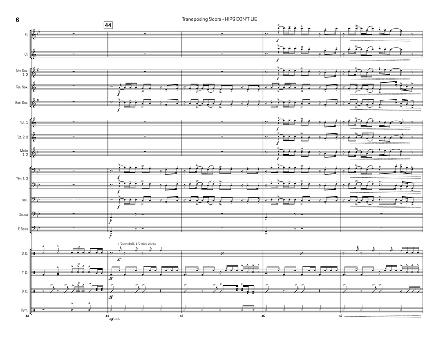 Hips Don't Lie Marching Band scores gallery preview page 6