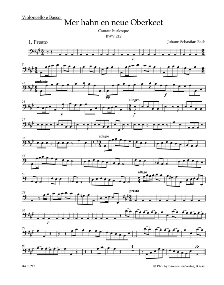 The Chamberlain is now our Squire BWV 212 'Peasant Cantata' Double Bass scores gallery preview page 1