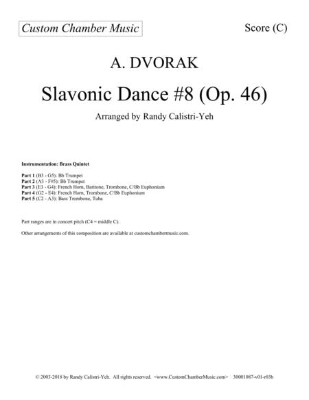 Dvorak Slavonic Dance #8 (brass quintet) image number null