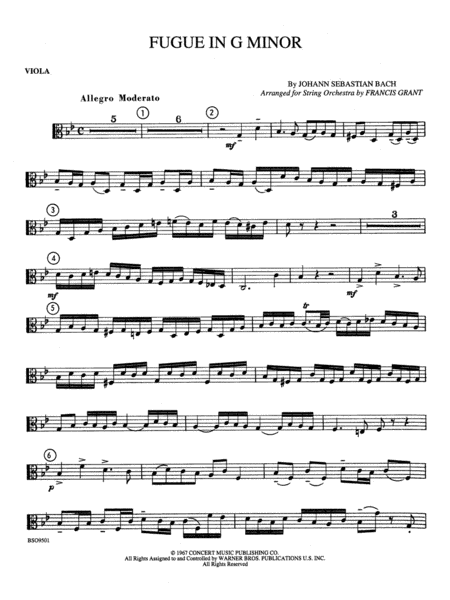Fugue in G Minor (The "Little"): Viola