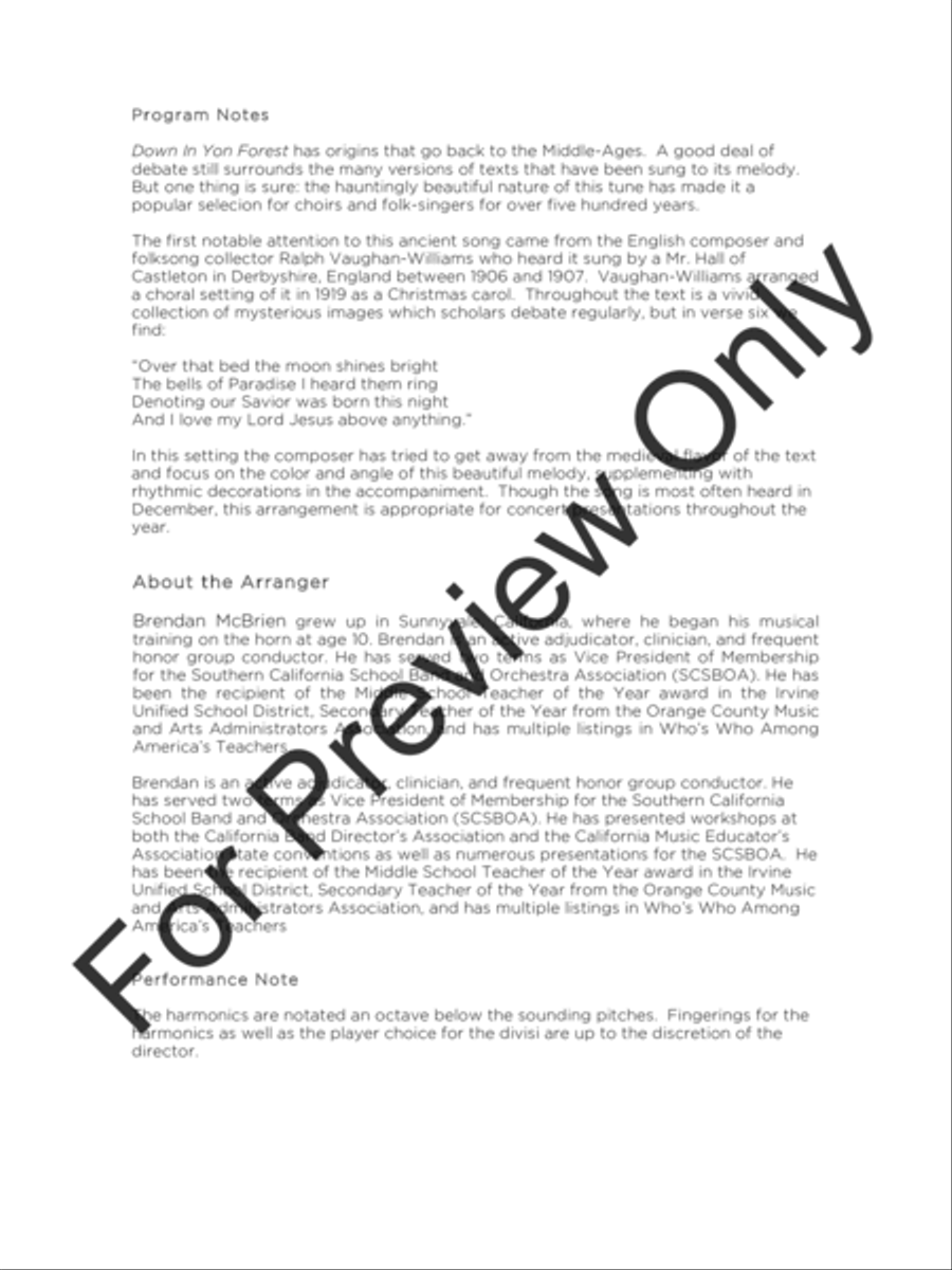 Down in Yon Forest (Score) String Orchestra scores gallery preview page 3