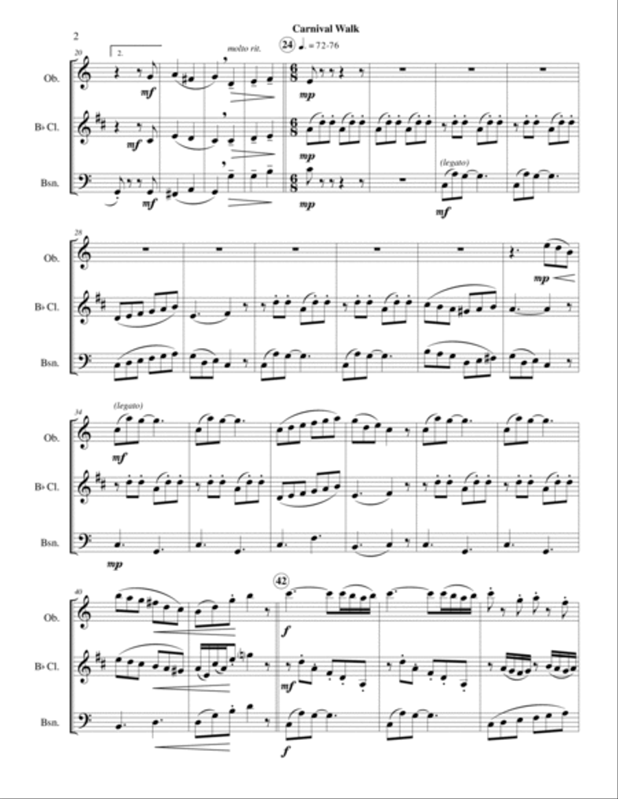 Carnival Walk (Ob-Cl-Bsn) Woodwind Trio scores gallery preview page 4