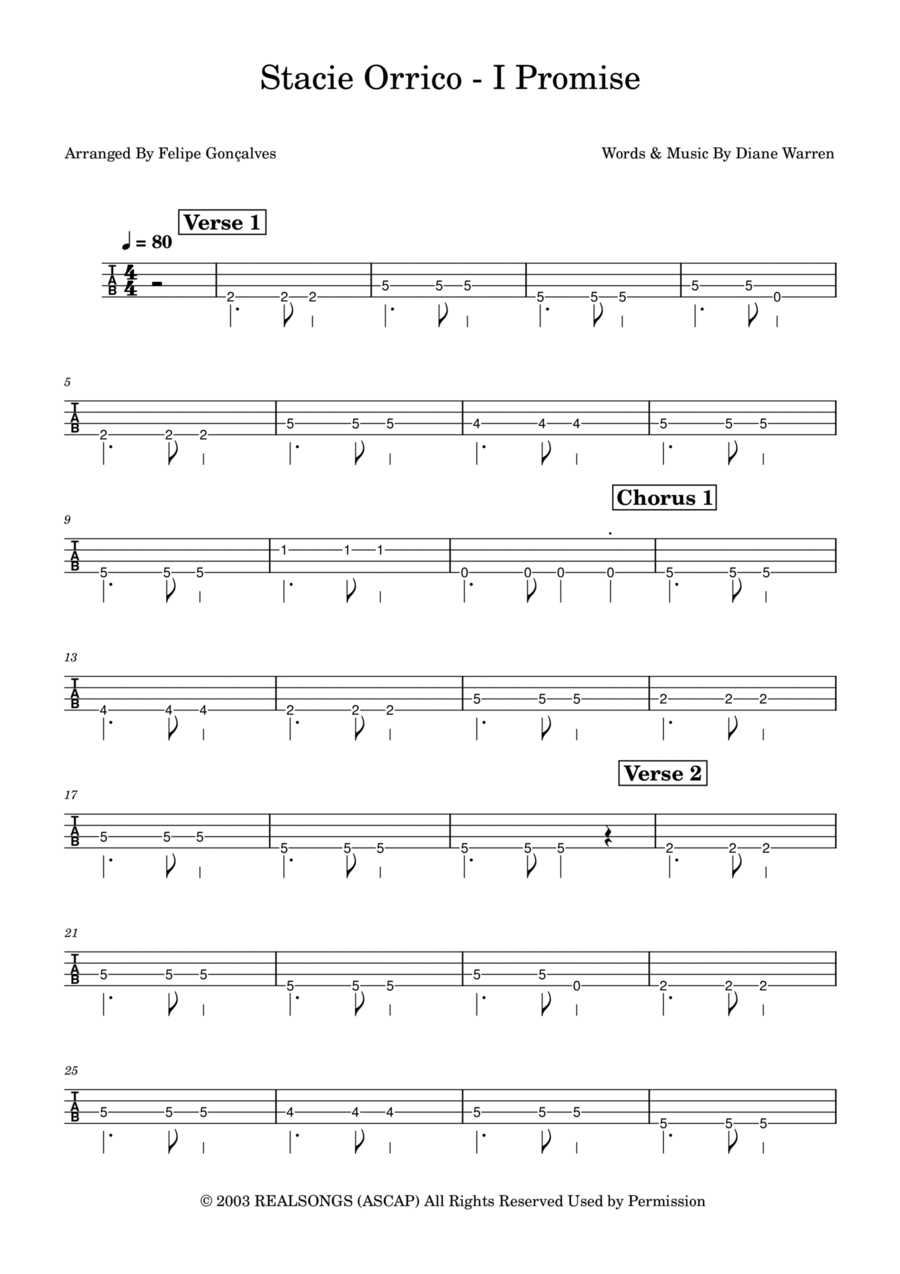 I Promise Guitar Tablature scores gallery preview page 1