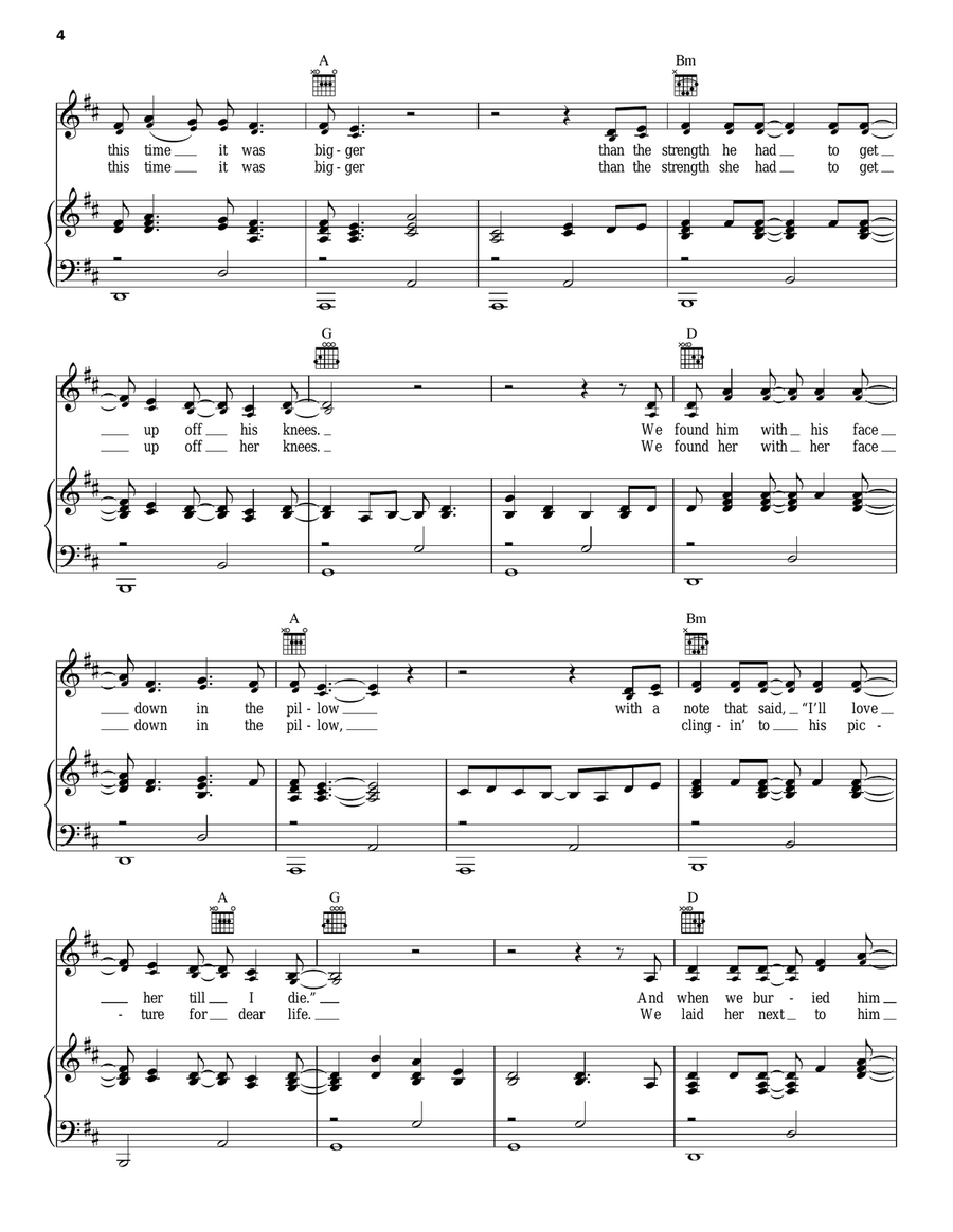 Whiskey Lullaby Piano, Vocal, Guitar scores gallery preview page 4