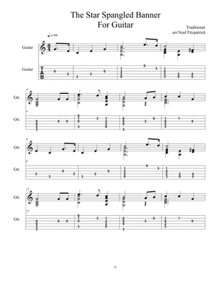 Book cover for The Star Spangled Banner For Guitar Solo-Beginner Level